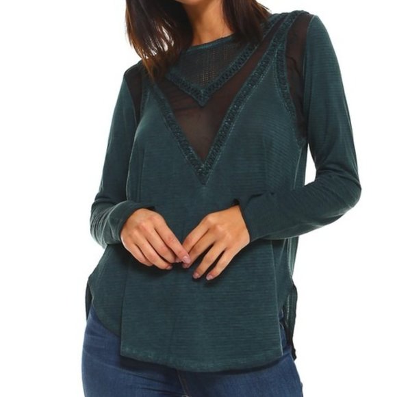 urban x Tops - Emerald Wash Long Sleeve NWT